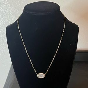 Kendra Scott Elisa Gold necklace with platinum drusy pendant